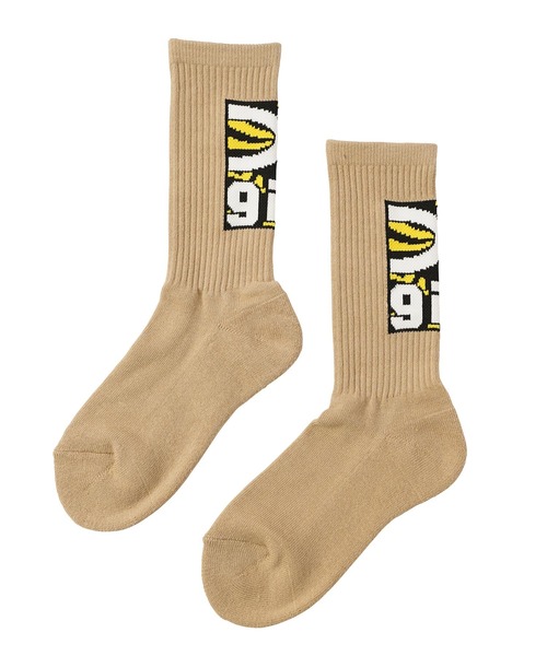 X-girl（エックスガール）の「TWISTED BOX LOGO RIB SOCKS（ソックス/靴下・レディース・ホワイト/ブラック/ベージュ・ONE SIZE）」の3枚目の写真