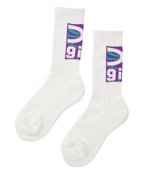 X-girl（エックスガール）の「TWISTED BOX LOGO RIB SOCKS（ソックス/靴下・レディース・ホワイト/ブラック/ベージュ・ONE SIZE）」の2枚目の写真