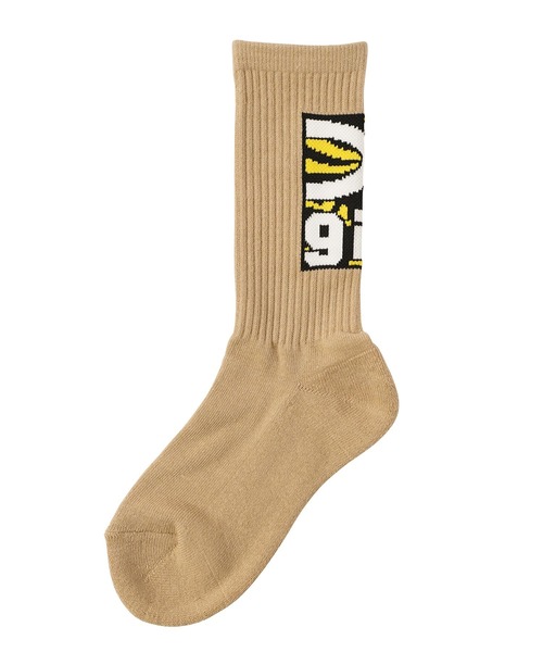 X-girl（エックスガール）の「TWISTED BOX LOGO RIB SOCKS（ソックス/靴下・レディース・ホワイト/ブラック/ベージュ・ONE SIZE）」の4枚目の写真