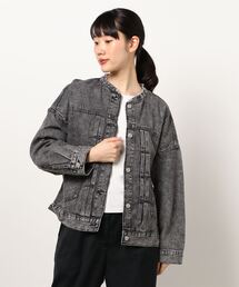 SPINNS | 【ゆったりシルエット】ノーカラーデニムジャケット(デニムジャケット)