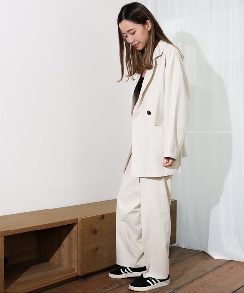 Per sist ence（パーシエンス）の「Per sist ence/パーシエンス　リネンライク ダブルジャケット（テーラードジャケット・レディース・ベージュ/ブラウン/アイボリー・FREE）」の6枚目の写真