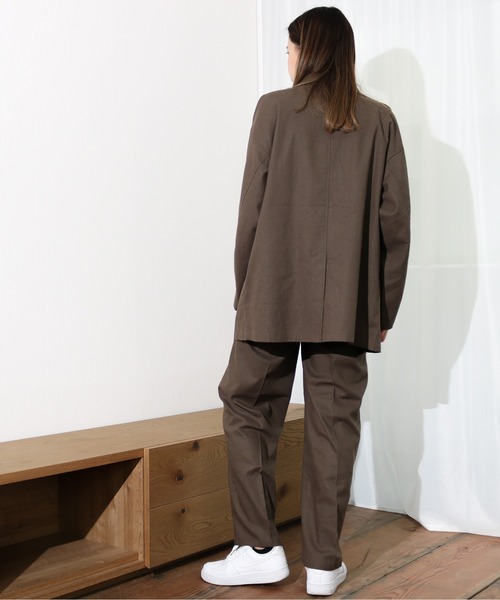 Per sist ence（パーシエンス）の「Per sist ence/パーシエンス　リネンライク ダブルジャケット（テーラードジャケット・レディース・ベージュ/ブラウン/アイボリー・FREE）」の16枚目の写真