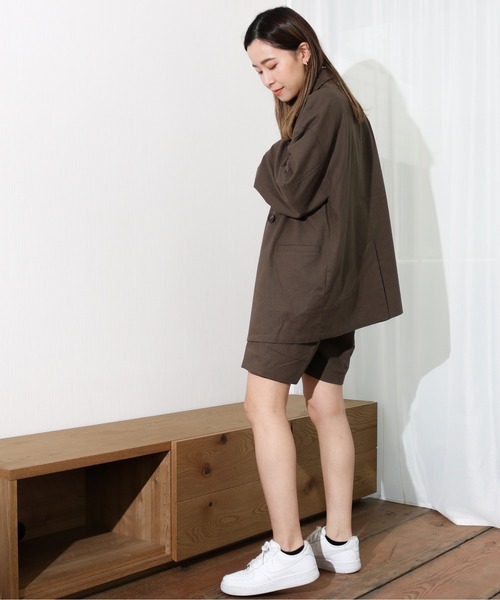 Per sist ence（パーシエンス）の「Per sist ence/パーシエンス　リネンライク ダブルジャケット（テーラードジャケット・レディース・ベージュ/ブラウン/アイボリー・FREE）」の20枚目の写真