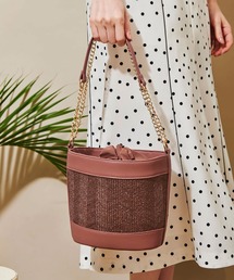 NOELA | パールハンドルコンビバッグ(かごバッグ)