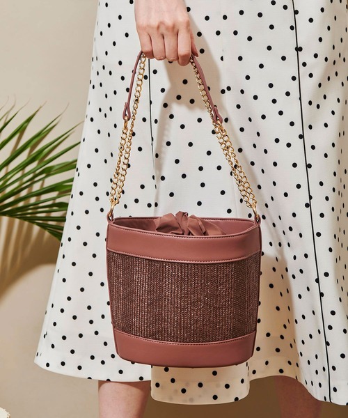 NOELA（ノエラ）の「パールハンドルコンビバッグ（かごバッグ・レディース・ピンク/ベージュ/ブラウン・FREE）」の12枚目の写真