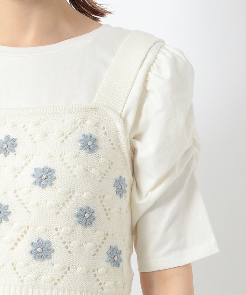 Heather（ヘザー）の「シシュウビスチェ&カットソーＳＥＴ 949614（Tシャツ/カットソー・レディース・ホワイト系/ブラウン系・FREE）」の3枚目の写真