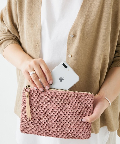 BEARDSLEY（ビアズリー）の「《Sans Arcidet》ラフィアポーチ（ポーチ・レディース・ピンク/ネイビー/ベージュ・FREE）」の3枚目の写真
