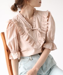 【ZOZOTOWN限定】Vネックコットンフリルブラウス