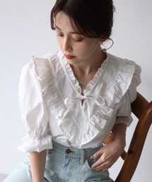 【ZOZOTOWN限定】Vネックコットンフリルブラウス