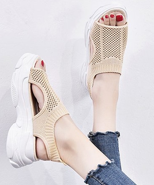 TeddyShop(テディショップ)の「プルストラップ厚底スポーツメッシュサンダル(サンダル・レディース・ホワイト/ベージュ/ブラック/ライトグレー/ネイビー・22.5cm/24.5cm/23.0cm/24.0cm/23.5cm/25.0cm)」の17枚目の写真