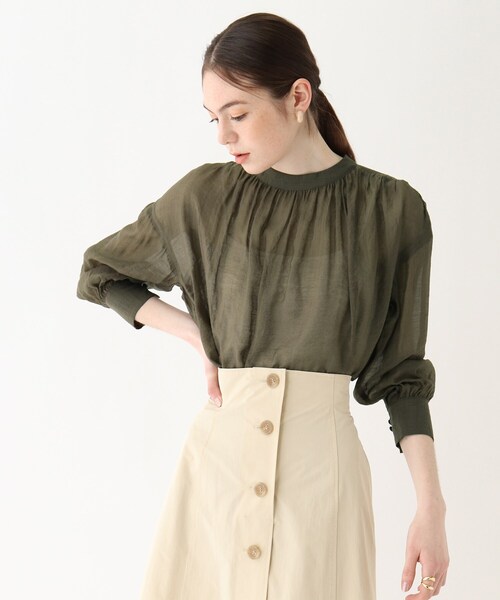 AG by aquagirl(エージーバイアクアガール)の「◆シアーハイネックブラウス(シャツ/ブラウス・レディース・オフホワイト/グリーン/ガンメタ・38/36)」の3枚目の写真