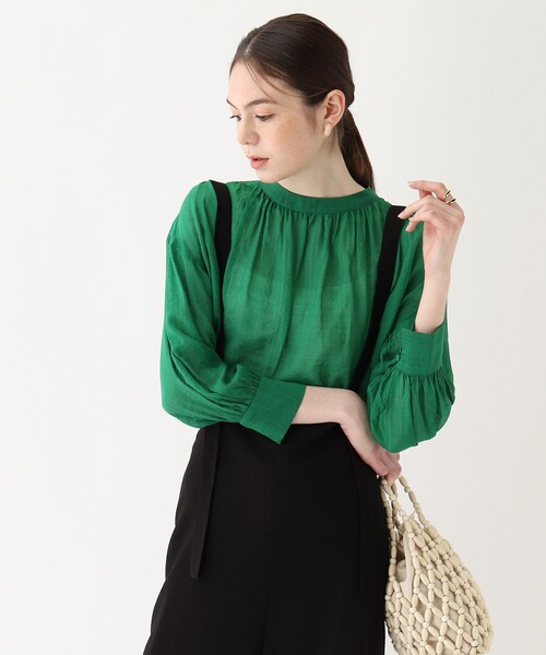 AG by aquagirl(エージーバイアクアガール)の「◆シアーハイネックブラウス(シャツ/ブラウス・レディース・オフホワイト/グリーン/ガンメタ・38/36)」の2枚目の写真