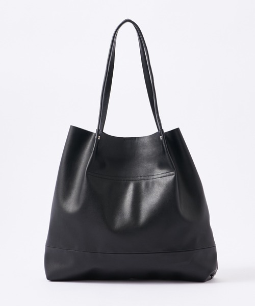 COLONY 2139(コロニートゥーワンスリーナイン)の「【MEN'S/ユニセックス】フェイクレザーつまみトートバッグ2(トートバッグ・メンズ・ブラック・FREE)」の3枚目の写真