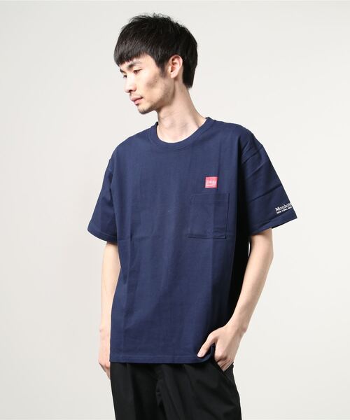 Manhattan Portage（マンハッタンポーテージ）の「【 Manhattan Portage / マンハッタンポーテージ 】 # スクエアロゴ 半袖ポケットTシャツ NSB MP 20AWMPM373（Tシャツ/カットソー・メンズ・ネイビー/ホワイト/ブラック/ライトグリーン・M/L/XL）」の4枚目の写真