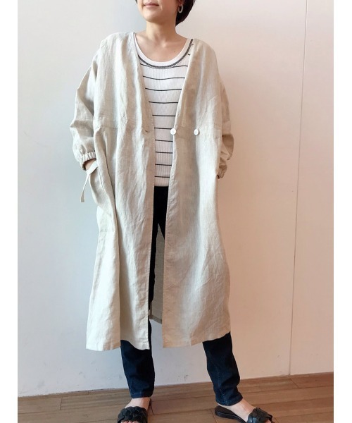 BEARDSLEY（ビアズリー）の「リネン３WAYワンピース（ワンピース・レディース・ベージュ/グレー・FREE）」の4枚目の写真