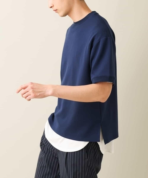 a.v.v（アーヴェヴェ）の「【2点セット】ライトダンボールレイヤードカットソー[WEB限定サイズ]（アンサンブル・メンズ・ピンク/ネイビー/ライトブルー・46/48/50）」の2枚目の写真