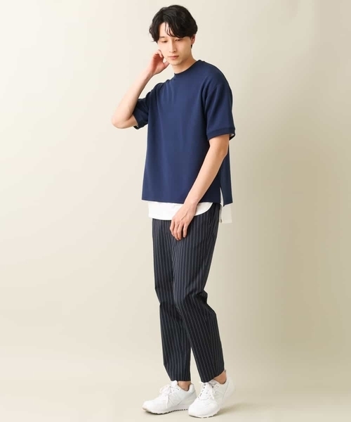 a.v.v（アーヴェヴェ）の「【2点セット】ライトダンボールレイヤードカットソー[WEB限定サイズ]（アンサンブル・メンズ・ピンク/ネイビー/ライトブルー・46/48/50）」の6枚目の写真