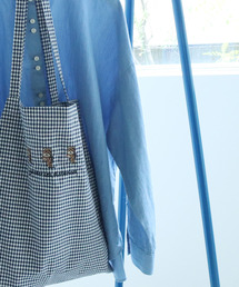 【WEB別注】走る犬刺繍 ギンガムトートバッグ