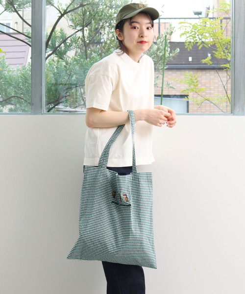 PAR ICI（パーリッシィ）の「【WEB別注】走る犬刺繍 ギンガムトートバッグ（トートバッグ・レディース・ブラック/ネイビー/ブラウン/グリーン・FREE）」の6枚目の写真