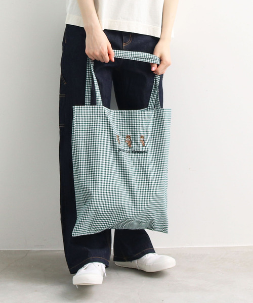 PAR ICI（パーリッシィ）の「【WEB別注】走る犬刺繍 ギンガムトートバッグ（トートバッグ・レディース・ブラック/ネイビー/ブラウン/グリーン・FREE）」の17枚目の写真