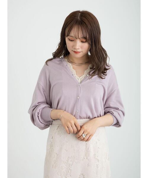 earth music&ecology(アースミュージックアンドエコロジー)の「クルーネックニットカーディガン *(カーディガン/ボレロ・レディース・ブラック/ラベンダー/ミント/アイボリー・FREE)」の8枚目の写真