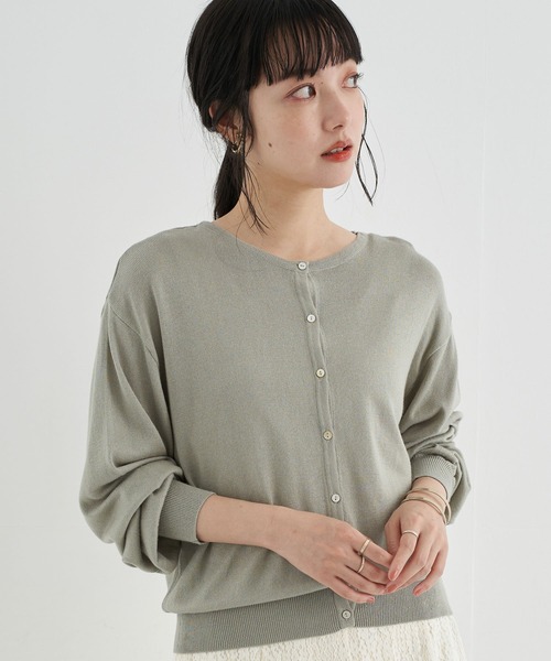 earth music&ecology(アースミュージックアンドエコロジー)の「クルーネックニットカーディガン *(カーディガン/ボレロ・レディース・ブラック/ラベンダー/ミント/アイボリー・FREE)」の3枚目の写真