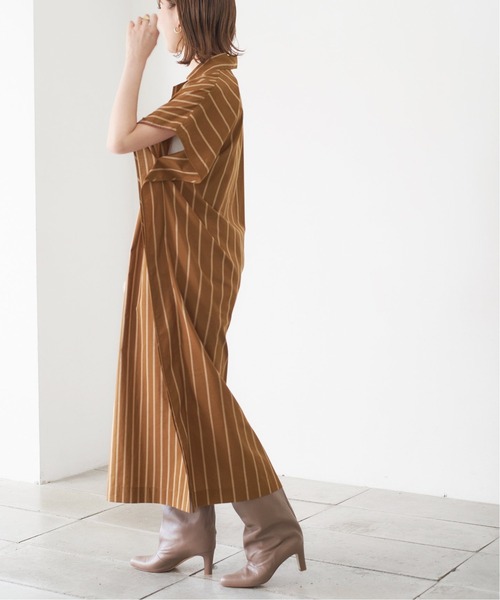 Spick & Span ノースリーブシャツワンピース ダークブラウン Spick & Span（スピックアンドスパン）の「コットンシルク