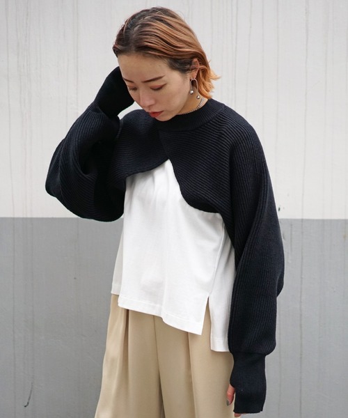 DROIT BELLO（ドロイトベロ）の「DROIT BELLO（ドロイトベロ）3wayニットカーディガン（カーディガン/ボレロ・レディース・ブラック/オリーブ・FREE）」の6枚目の写真