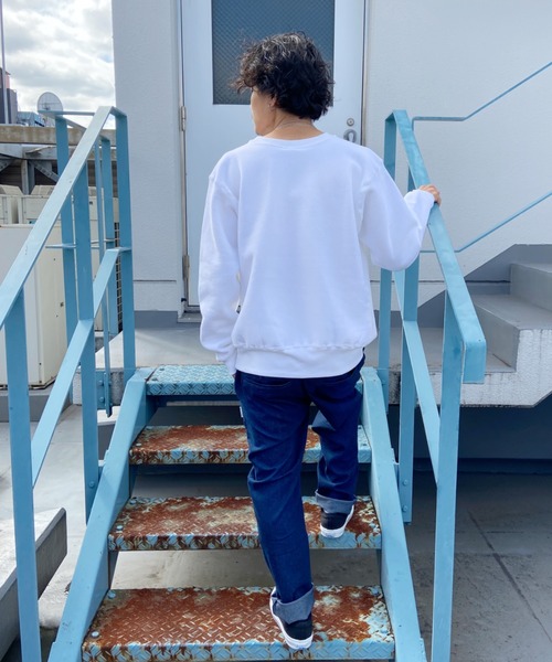 Champion（チャンピオン）の「CHAMPION/チャンピオン リバースウィーブ YALE カレッジロゴ スウェット C5-U006（スウェット・メンズ・ホワイト/ネイビー・M/L/XL）」の9枚目の写真