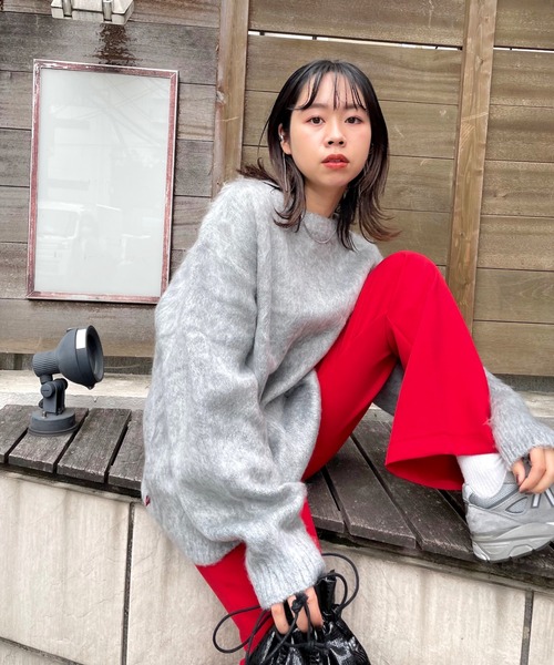 WHO'S WHO gallery（フーズフーギャラリー）の「【KOOKY'N/クーキー】アルパカ混モヘアライククルーニット（ニット/セーター・メンズ・ブラック/グレー/サックスブルー/グリーン/マスタード/バーガンディー・FREE）」の15枚目の写真