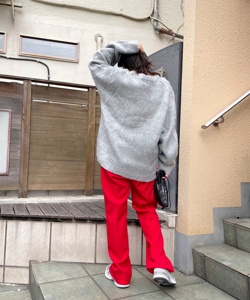 WHO'S WHO gallery（フーズフーギャラリー）の「【KOOKY'N/クーキー】アルパカ混モヘアライククルーニット（ニット/セーター・メンズ・ブラック/グレー/サックスブルー/グリーン/マスタード/バーガンディー・FREE）」の21枚目の写真