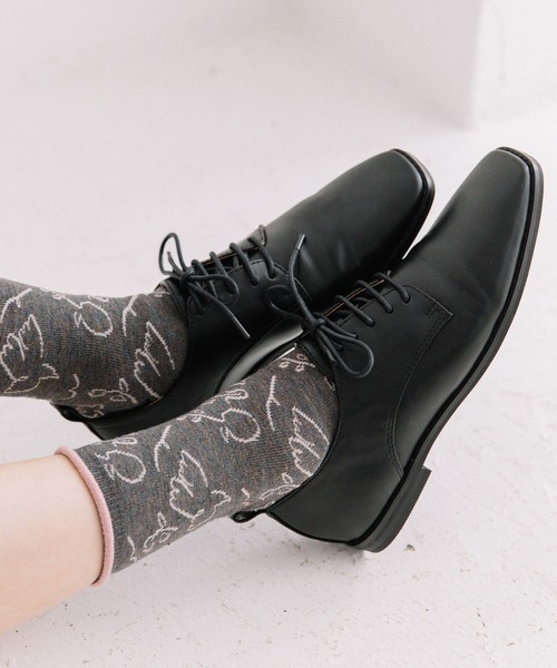 POU DOU DOU（プードゥドゥ）の「スクエアトゥレースアップシューズ（その他シューズ・レディース・ブラック・4/3）」の5枚目の写真