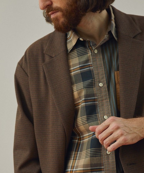 Johnbull(ジョンブル)の「エアレットオーバージャケット(テーラードジャケット・メンズ・ネイビー/ブラウン/グレー・LARGE/SMALL/MEDIUM)」の2枚目の写真