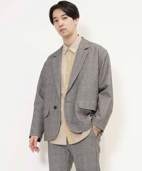 Johnbull(ジョンブル)の「エアレットオーバージャケット(テーラードジャケット・メンズ・ネイビー/ブラウン/グレー・LARGE/SMALL/MEDIUM)」の1枚目の写真