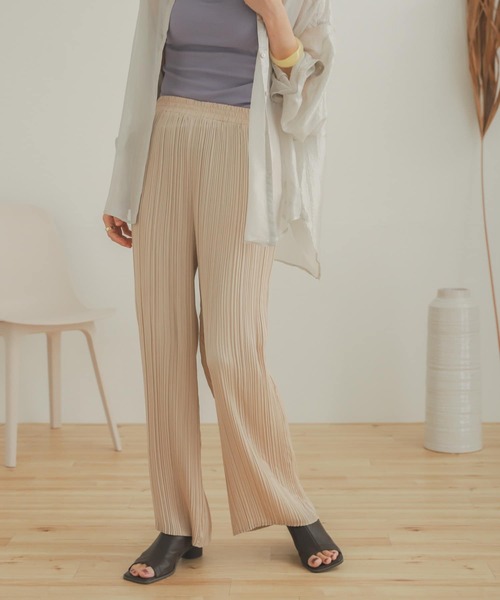 SENSE OF PLACE by URBAN RESEARCH（センスオブプレイスバイアーバンリサーチ）の「リラックスプリーツパンツ（その他パンツ・レディース・オレンジ/チャコールグレー/ベージュ/ミント・ONE）」の3枚目の写真