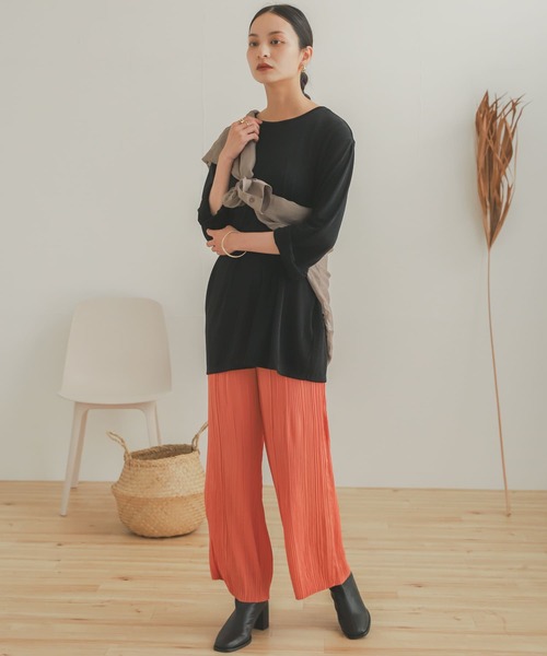 SENSE OF PLACE by URBAN RESEARCH（センスオブプレイスバイアーバンリサーチ）の「リラックスプリーツパンツ（その他パンツ・レディース・オレンジ/チャコールグレー/ベージュ/ミント・ONE）」の17枚目の写真