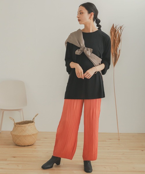 SENSE OF PLACE by URBAN RESEARCH（センスオブプレイスバイアーバンリサーチ）の「リラックスプリーツパンツ（その他パンツ・レディース・オレンジ/チャコールグレー/ベージュ/ミント・ONE）」の18枚目の写真