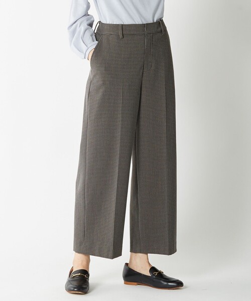 J.PRESS Ladies(J.プレス レディス)の「【WEB限定カラーあり】【洗える】NEWESTバックピーチチェック ワイドパンツ(その他パンツ・レディース・グレー系3/ブラウン系3・XS/S/XXS)」の2枚目の写真