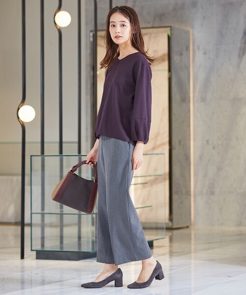J.PRESS Ladies(J.プレス レディス)の「【WEB限定カラーあり】【洗える】NEWESTバックピーチチェック ワイドパンツ(その他パンツ・レディース・グレー系3/ブラウン系3・XS/S/XXS)」の3枚目の写真
