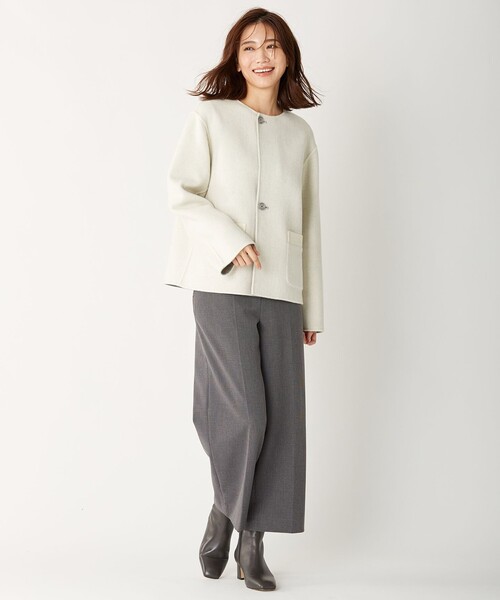 J.PRESS Ladies(J.プレス レディス)の「【WEB限定カラーあり】【洗える】NEWESTバックピーチチェック ワイドパンツ(その他パンツ・レディース・グレー系3/ブラウン系3・XS/S/XXS)」の5枚目の写真