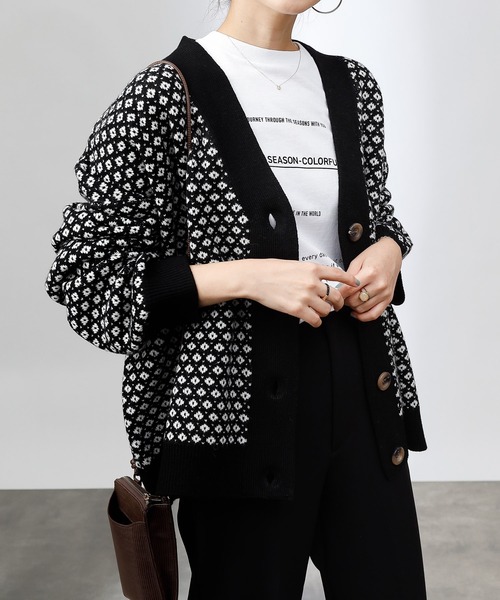 COLONY 2139（コロニートゥーワンスリーナイン）の「【TV媒体紹介商品】バイカラージャガード柄ニットカーディガン（カーディガン/ボレロ・レディース・ブラック/アイボリー/ブラウン・LARGE/MEDIUM）」の18枚目の写真