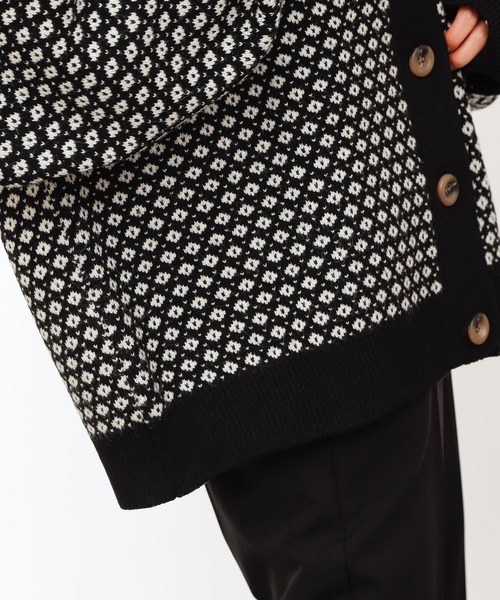 COLONY 2139（コロニートゥーワンスリーナイン）の「【TV媒体紹介商品】バイカラージャガード柄ニットカーディガン（カーディガン/ボレロ・レディース・ブラック/アイボリー/ブラウン・LARGE/MEDIUM）」の4枚目の写真