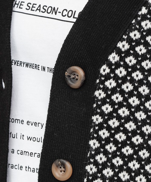 COLONY 2139（コロニートゥーワンスリーナイン）の「【TV媒体紹介商品】バイカラージャガード柄ニットカーディガン（カーディガン/ボレロ・レディース・ブラック/アイボリー/ブラウン・LARGE/MEDIUM）」の5枚目の写真