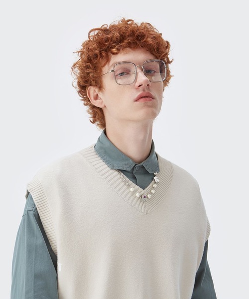 CORPUS TOKYO（コーパス トーキョー）の「Lazy Tokyo ニットベスト（ベスト・メンズ・ライトグレー/ブラック/オフホワイト/グリーン/ブルーグレー/ライトベージュ・1/2/3）」の21枚目の写真