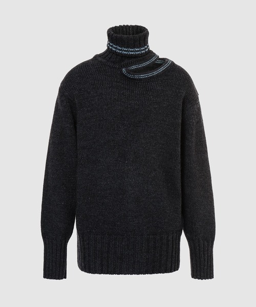 Y/Project(ワイプロジェクト)の「DOUBLE NECK OVERSIZED SWEATER(ニット/セーター・メンズ・ブラウン系その他/ダークグレー・S/M/XS)」の2枚目の写真