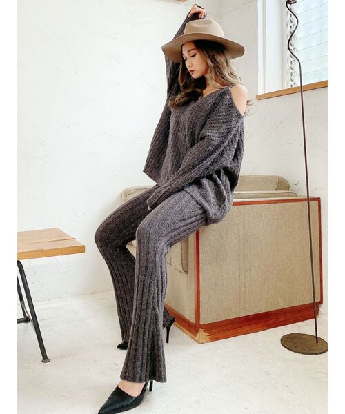 GYDA（ジェイダ）の「【SETUP着用可】ワンショルメランジヤーンLOOSEニットTOPS（ニット/セーター・レディース・グレー/チャコールグレー/ブラウン・FREE）」の4枚目の写真