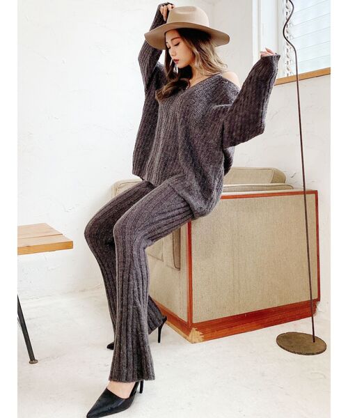 GYDA（ジェイダ）の「【SETUP着用可】ワンショルメランジヤーンLOOSEニットTOPS（ニット/セーター・レディース・グレー/チャコールグレー/ブラウン・FREE）」の5枚目の写真