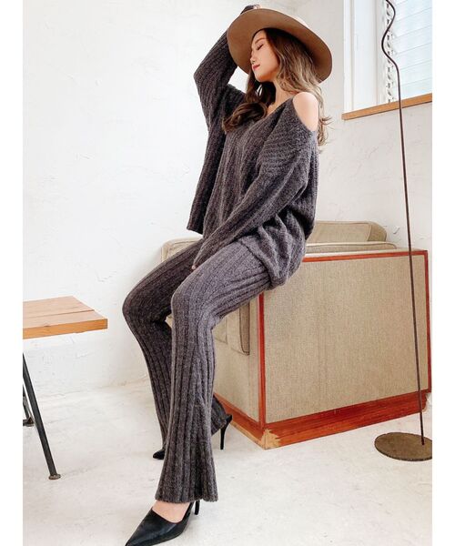 GYDA（ジェイダ）の「【SETUP着用可】ワンショルメランジヤーンLOOSEニットTOPS（ニット/セーター・レディース・グレー/チャコールグレー/ブラウン・FREE）」の6枚目の写真