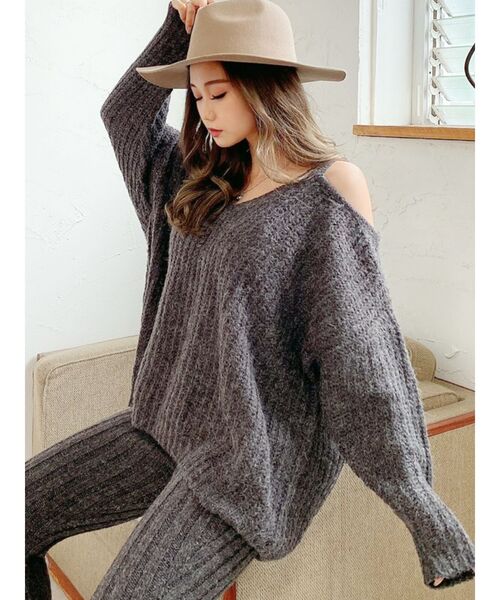 GYDA（ジェイダ）の「【SETUP着用可】ワンショルメランジヤーンLOOSEニットTOPS（ニット/セーター・レディース・グレー/チャコールグレー/ブラウン・FREE）」の8枚目の写真