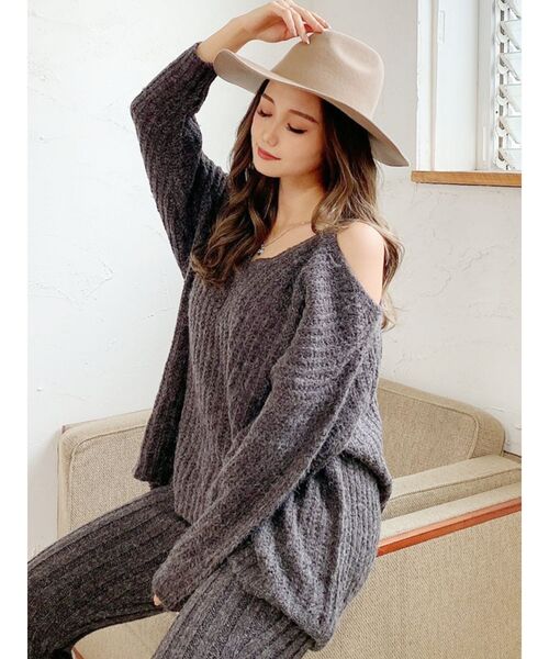 GYDA（ジェイダ）の「【SETUP着用可】ワンショルメランジヤーンLOOSEニットTOPS（ニット/セーター・レディース・グレー/チャコールグレー/ブラウン・FREE）」の9枚目の写真